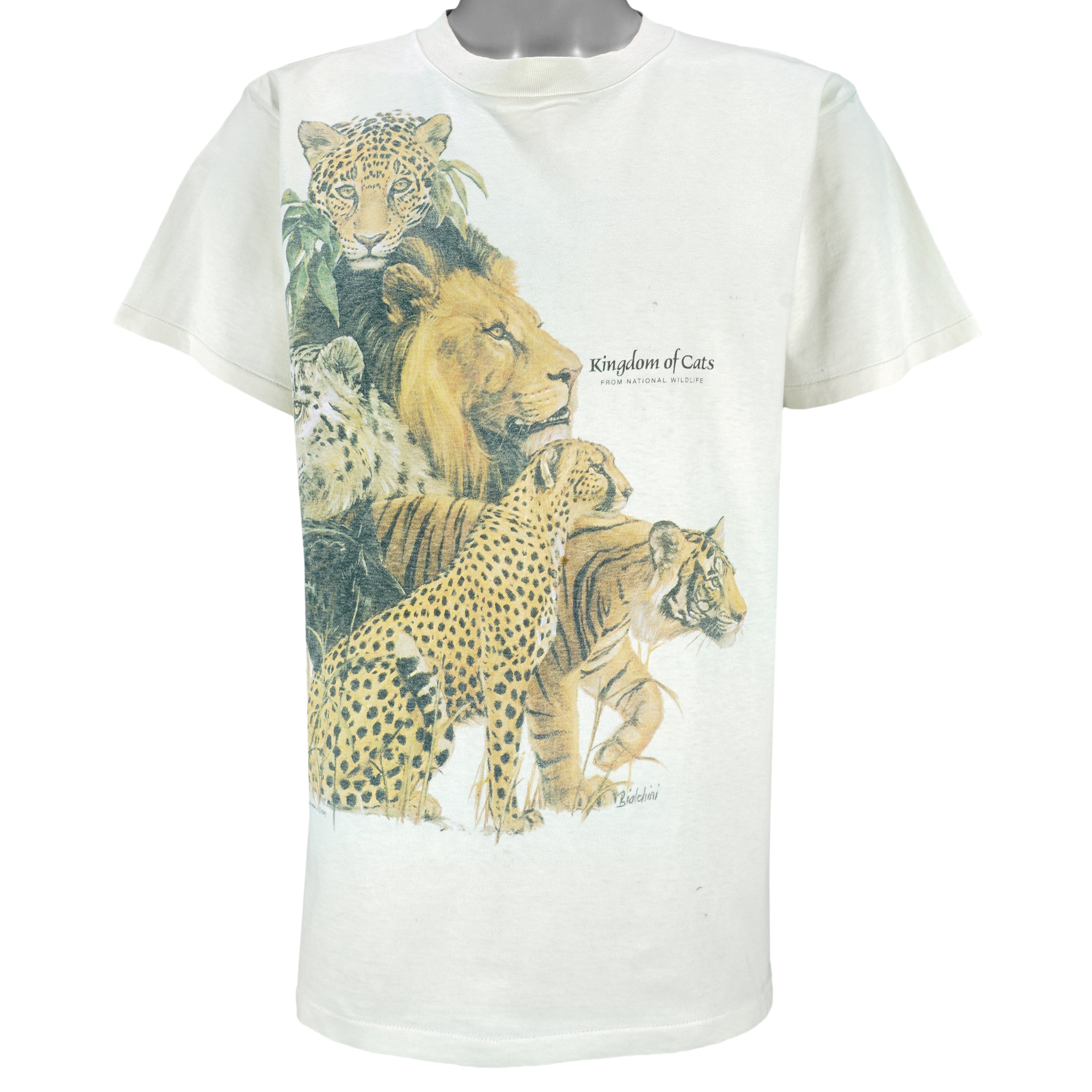 Vintage (Harlequin) - Kingdom Of Cats From National Wildlife T-Shirt 1990s Large