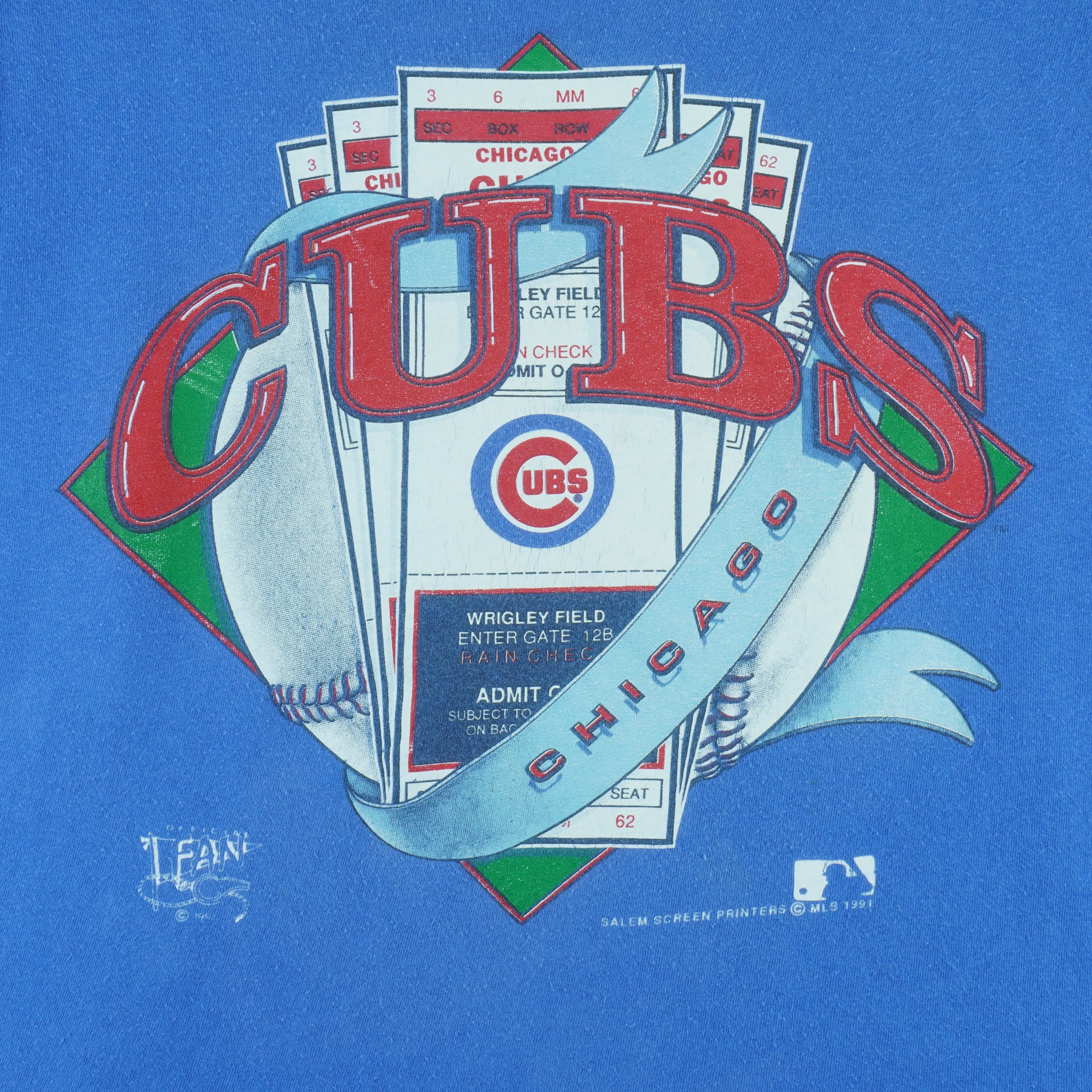 MLB (Official Fan) - Chicago Cubs Tickets T-Shirt 1991 Medium vintage retro
