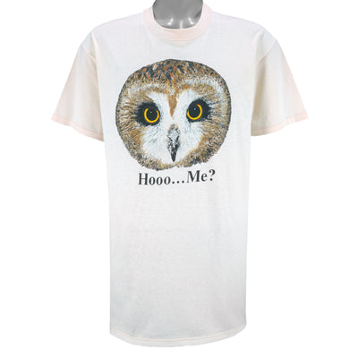 Vintage (Stedman) - Hoo Me Owls Animals Print T-Shirt 1990s X-Large
