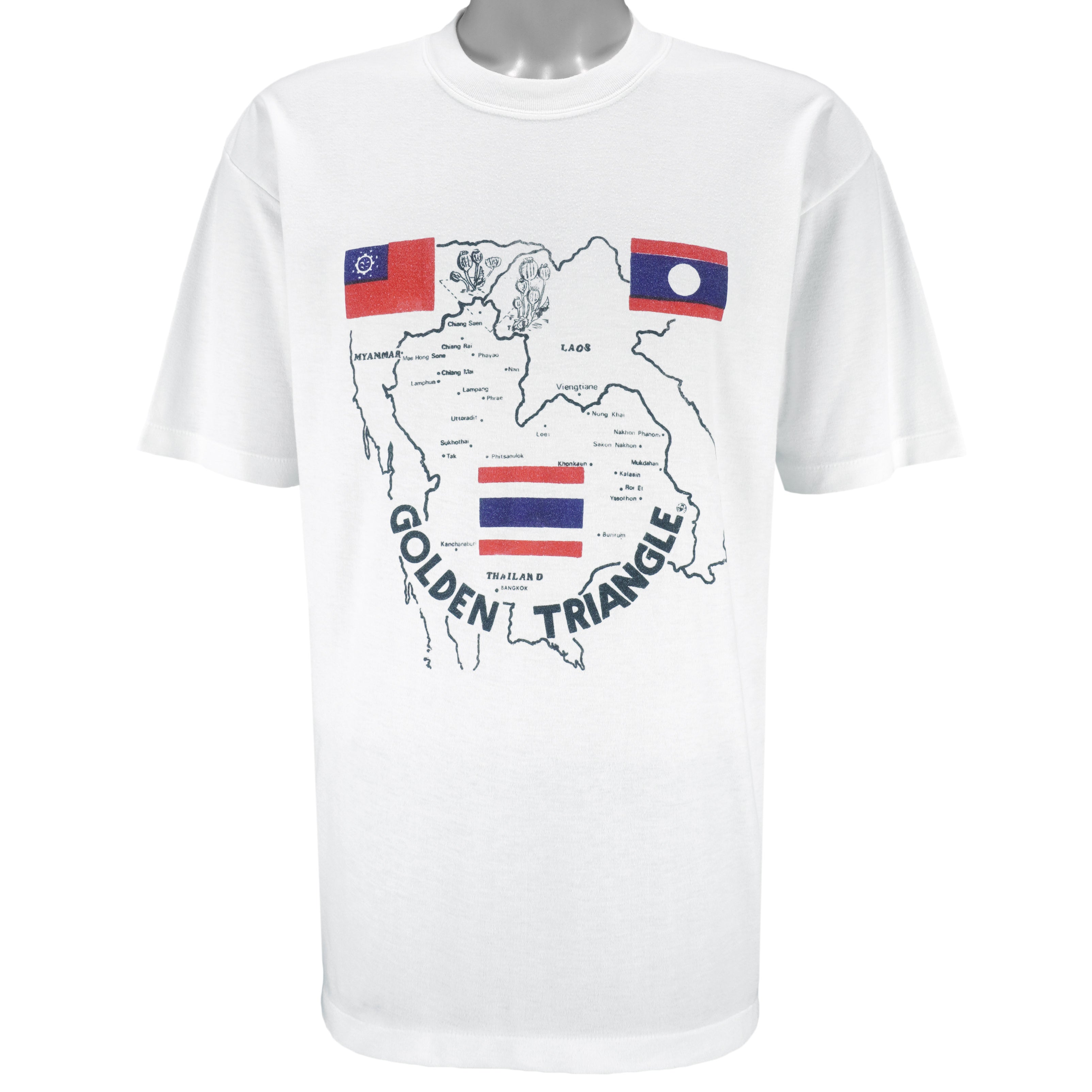 Vintage - Thailand, Myanmar & Laos Golden Triangle Asia T-Shirt 1990s Large vintage retro