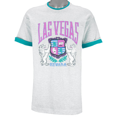 Vintage (Fruit Of The Loom) - Las Vegas Nevada Roll Up Sleeves T-Shirt 1992 Large