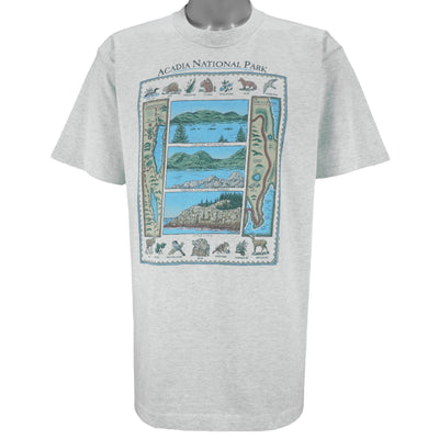 Vintage (Alore) - Acadia National Park Map T-Shirt 1990s Large
