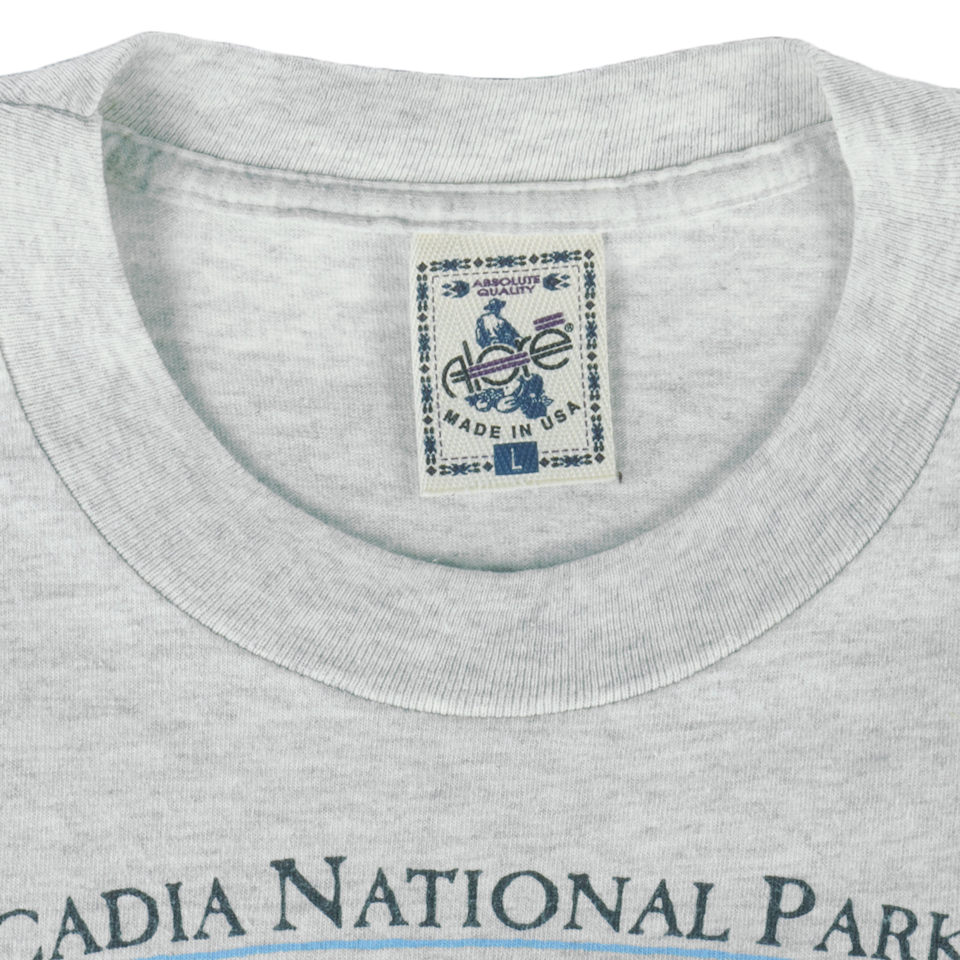 Vintage (Alore) - Acadia National Park Map T-Shirt 1990s Large