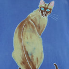 Vintage (Fruit Of The Loom) - Burmese Cat Animal Painting T-Shirt 1990s XX-Large