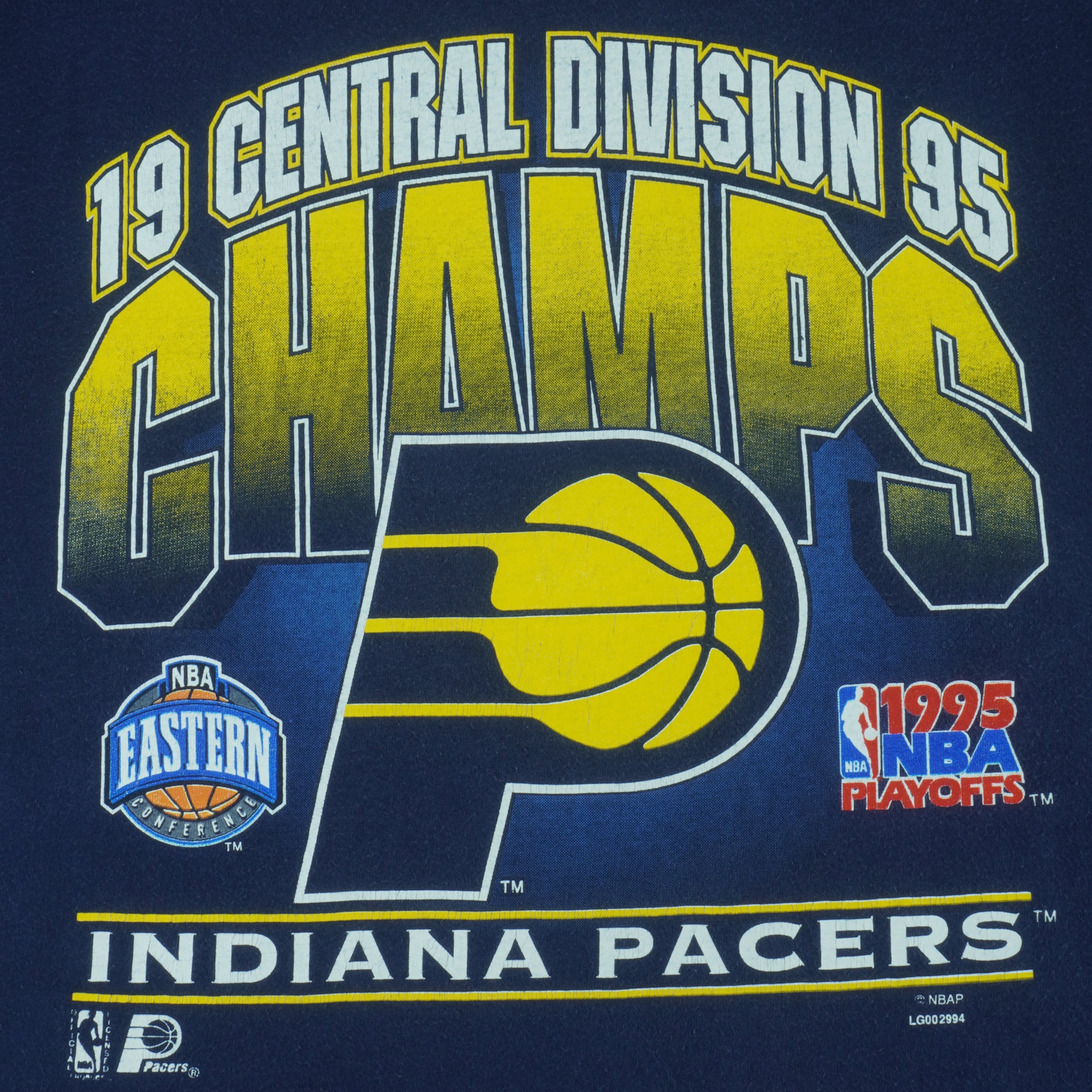 NBA (Logo 7) - Indiana Pacers Single Stitch T-Shirt 1995 Medium