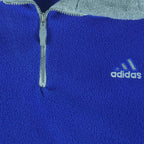 Adidas - Blue 1/4 Zip Fleece Sweatshirt 1990s X-Large