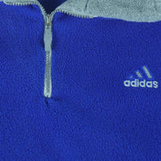 Adidas - Blue 1/4 Zip Fleece Sweatshirt 1990s X-Large