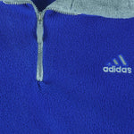 Adidas - Blue 1/4 Zip Fleece Sweatshirt 1990s X-Large