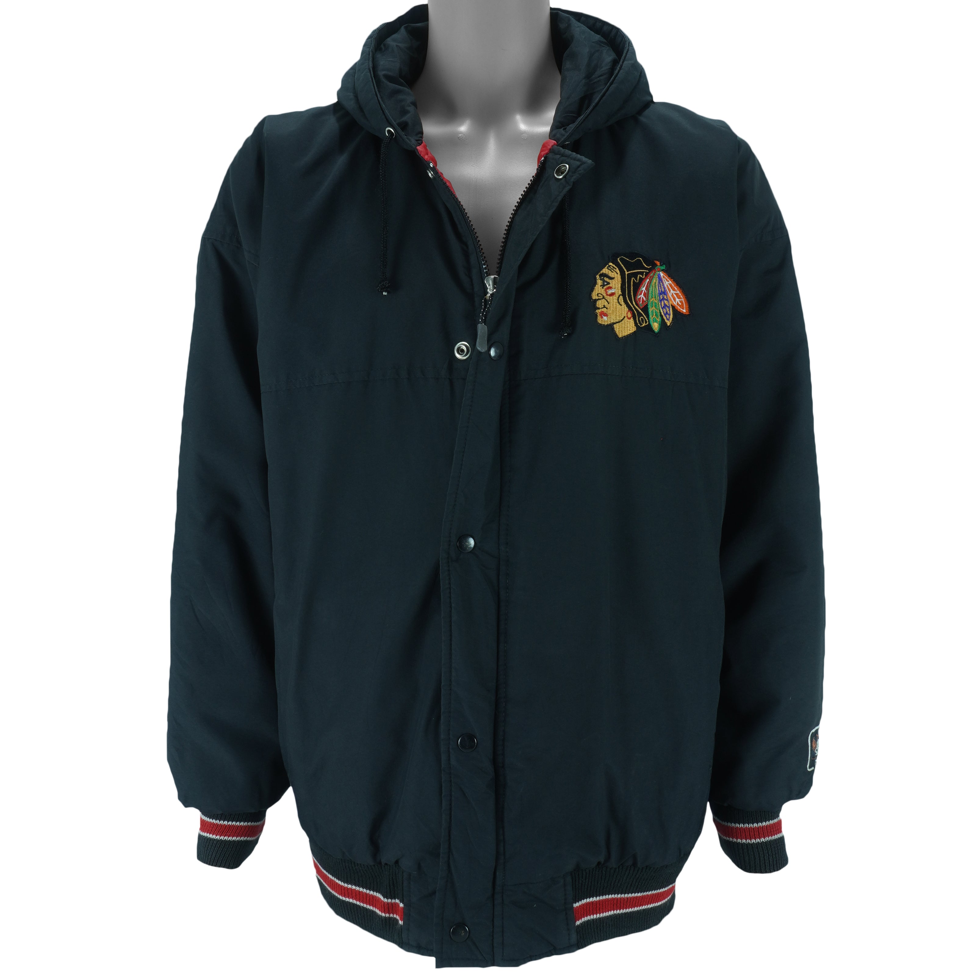 Starter - Chicago Blackhawks Puffer Jacket 1990s Large vintage retro hockey