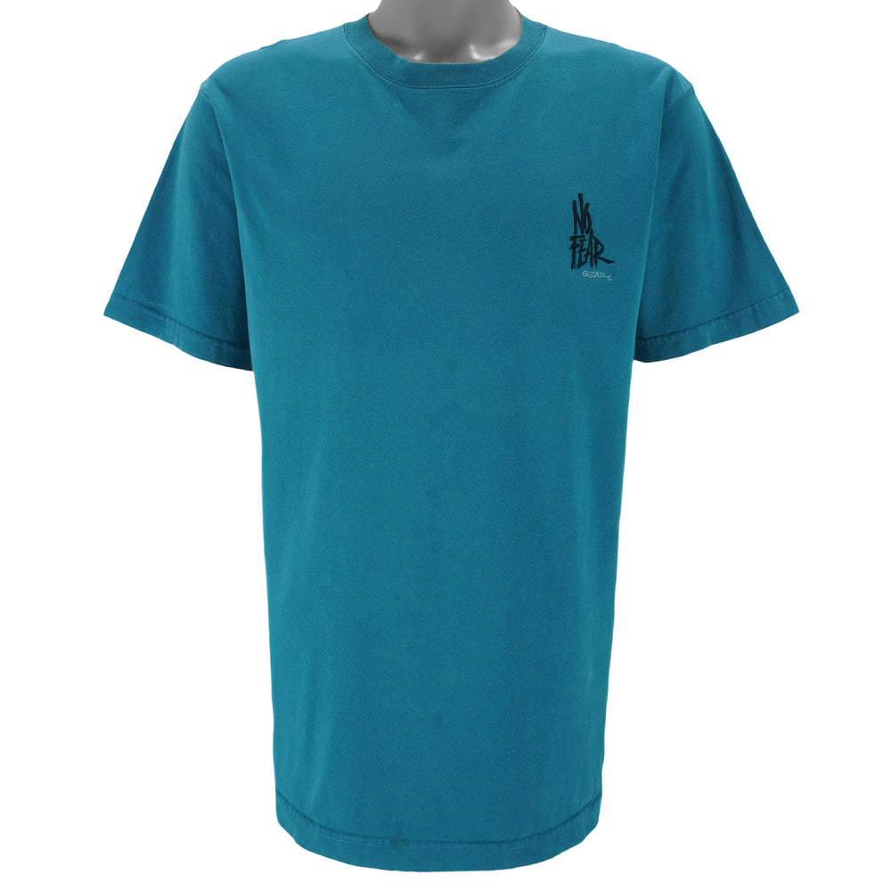 Vintage (No Fear) - Blue Single Stitch T-Shirt 1990s Large vintage retro