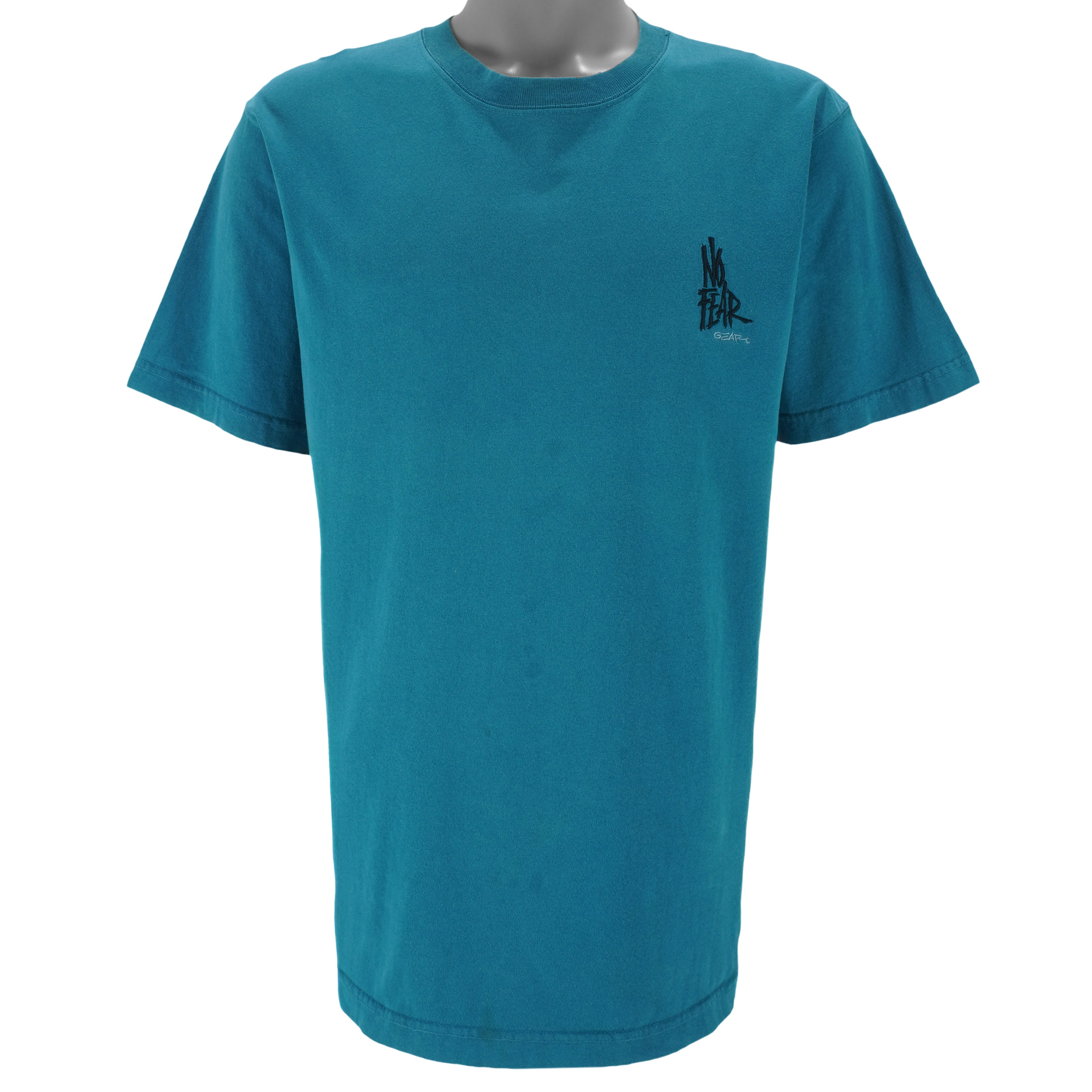 Vintage (No Fear) - Blue Single Stitch T-Shirt 1990s Large vintage retro