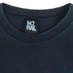 Vintage (No Fear) - Embroidered Black Single Stitch T-Shirt 1990s X-Large vintage retro