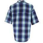 Vintage (No Fear) - Purple Button-Up Plaid Shirt 1990s Large
