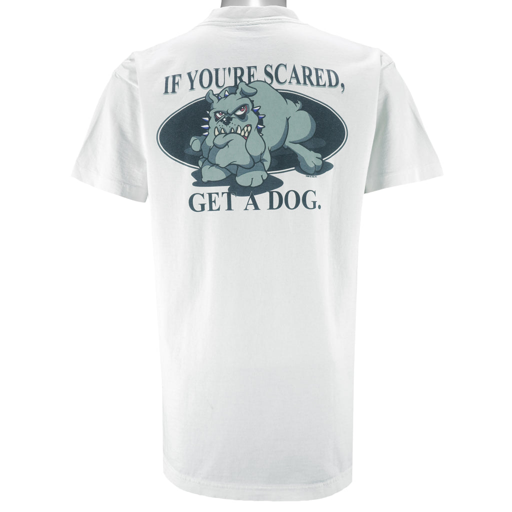 Vintage (No Fear) - If You're Scared Get A Dog T-Shirt 1994 Large Vintage retro