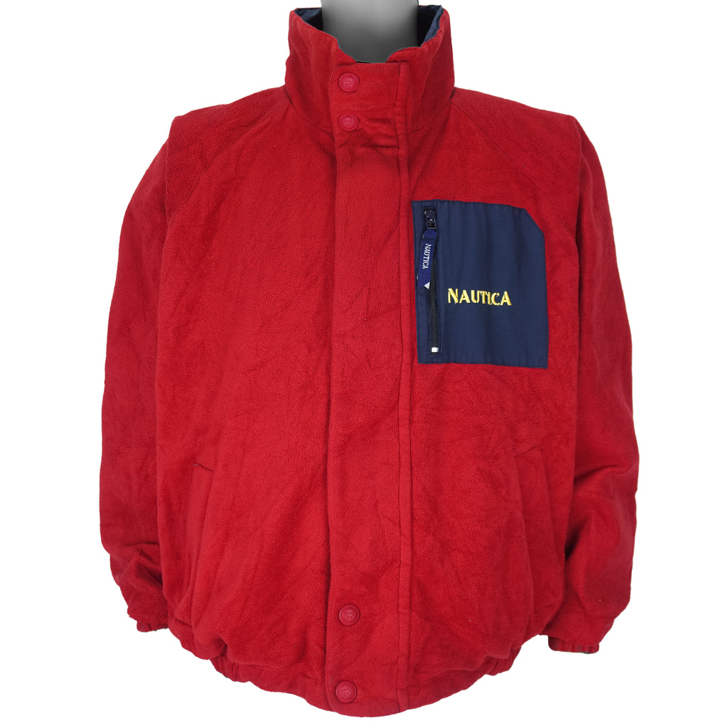 Nautica - Fleece Reversible Jacket 1990s X-Large