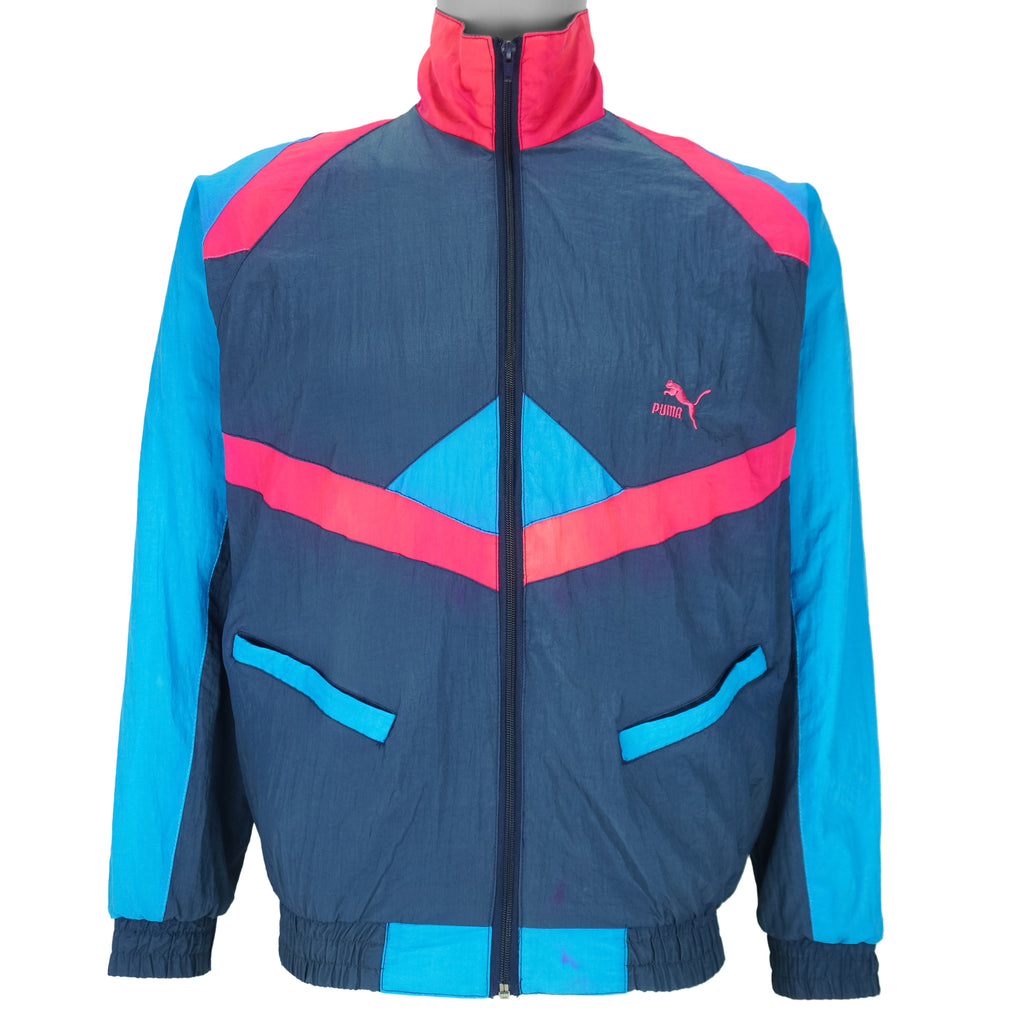Puma - Blue & Pink Colorblock Windbreaker 1990s Medium