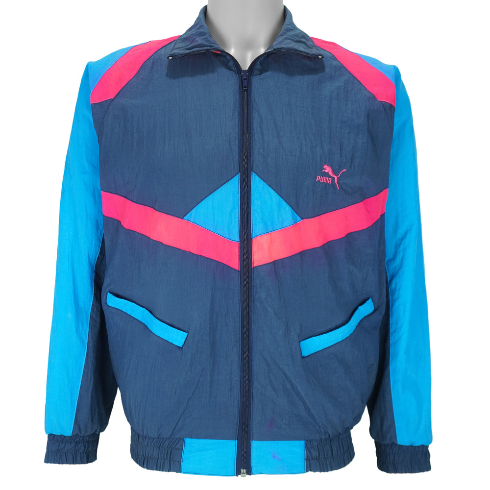 Puma - Blue & Pink Colorblock Windbreaker 1990s Medium