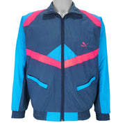 Puma - Blue & Pink Colorblock Windbreaker 1990s Medium