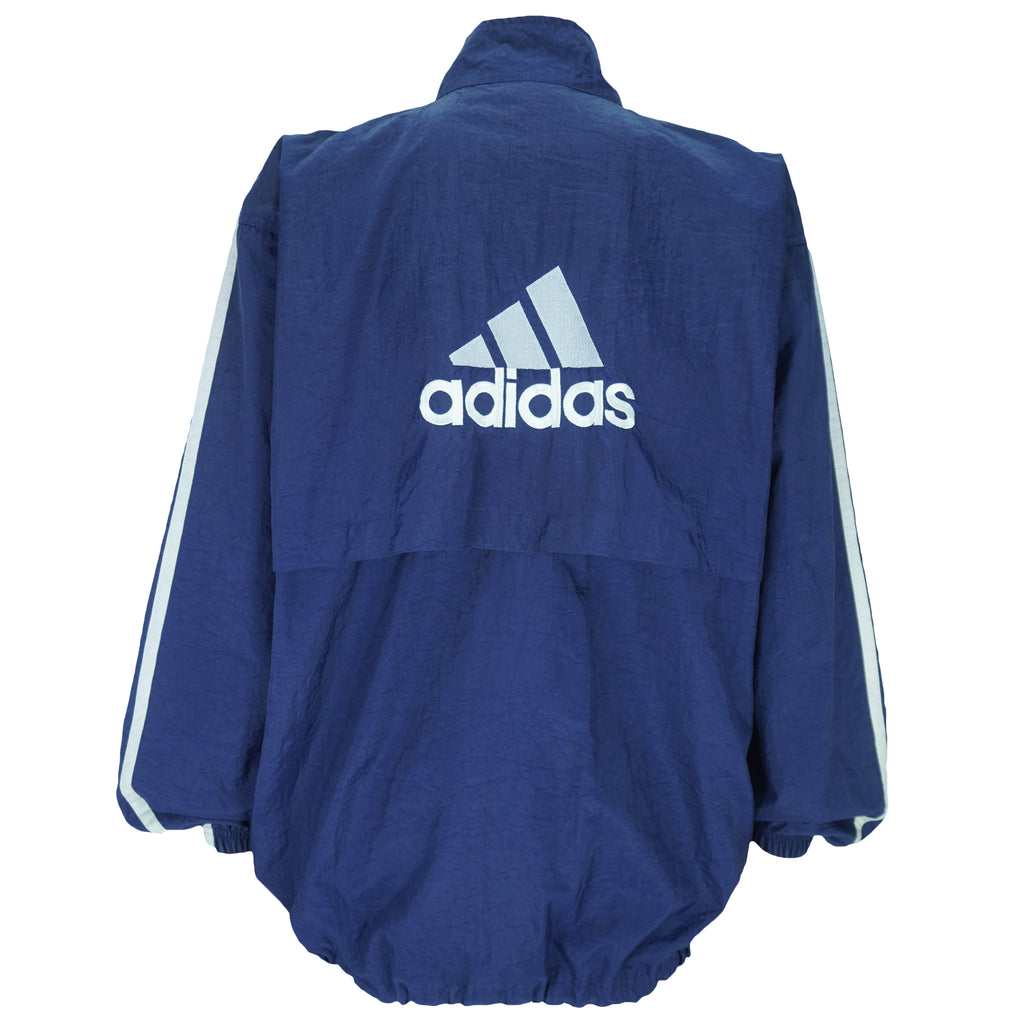 Adidas - Blue Embroidered Pullover Windbreaker 1990s Large vintage retro