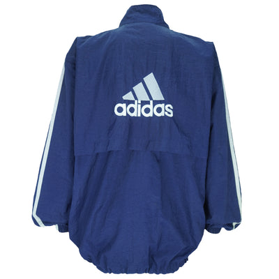 Adidas - Blue Embroidered Pullover Windbreaker 1990s Large
