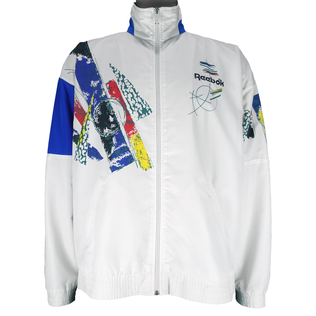 Reebok - White Funky Abstract Colorway Jacket 1990s Medium vintage retro
