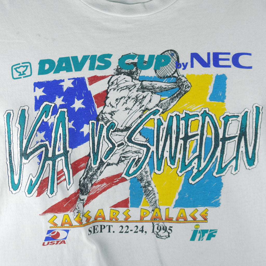 Vintage - USA VS Sweden Davis Cup Tennis Championships T-Shirt 1995 X-Large