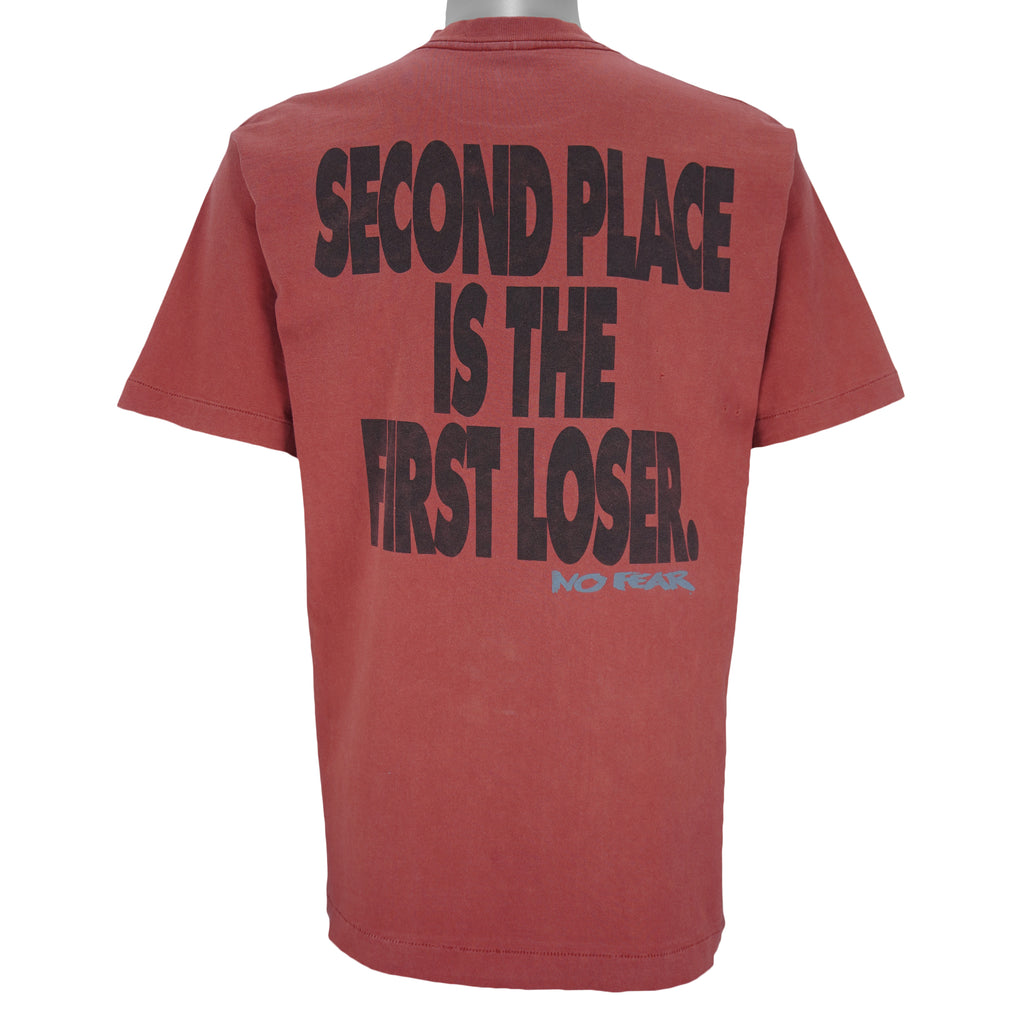 Vintage (No Fear) - Second Place Is The First Loser Red T-Shirt 1990s Large