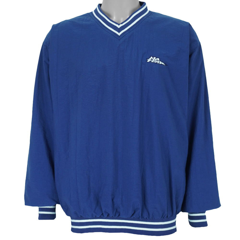 Vintage (No Fear) - Blue Pullover Windbreaker 1990s Large Vintage Retro
