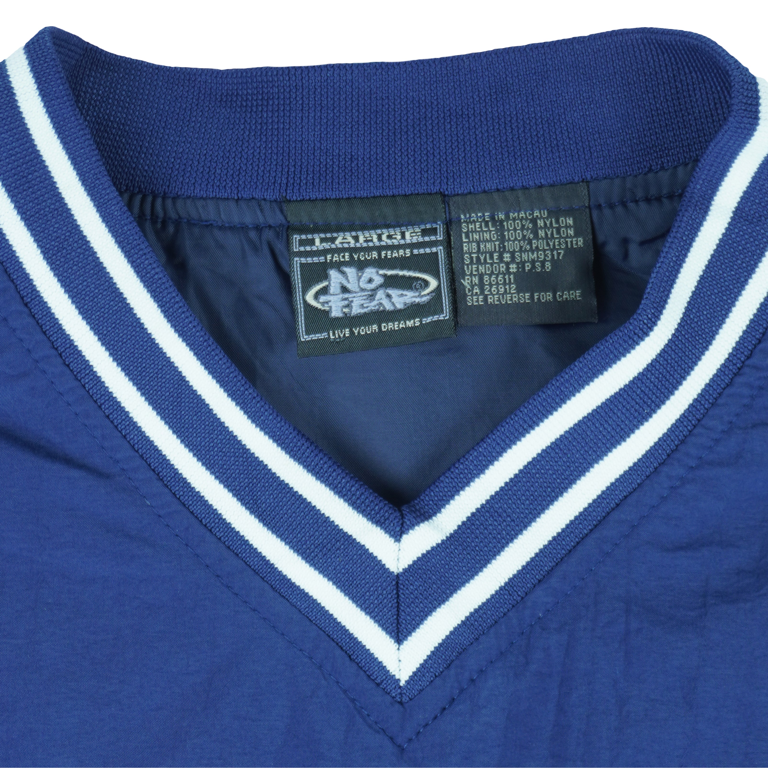 Vintage (No Fear) - Blue Pullover Windbreaker 1990s Large Vintage Retro