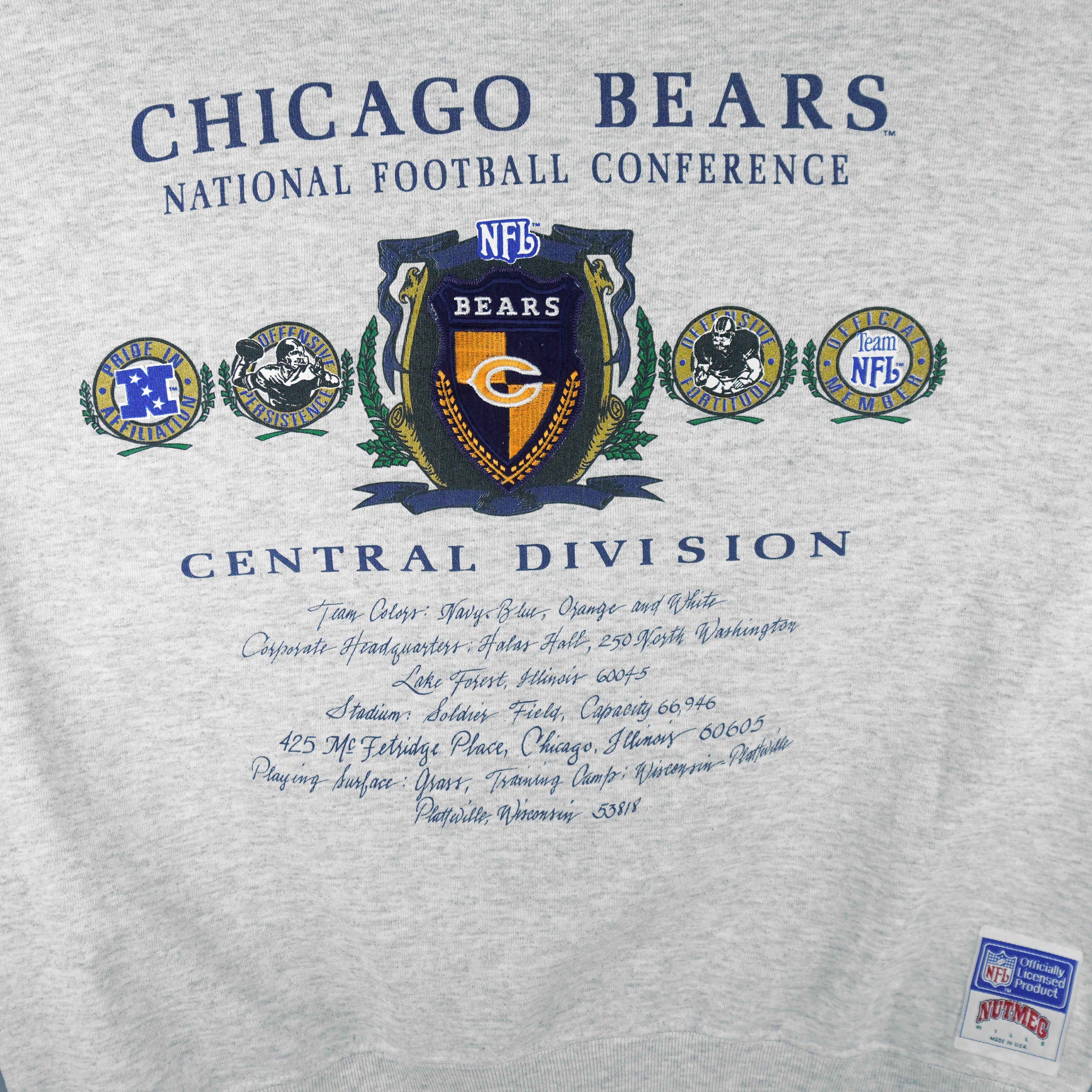 NFL (Nutmeg) - Chicago Bears Crew Neck Sweatshirt 1990s X-Large Vintage Retro football