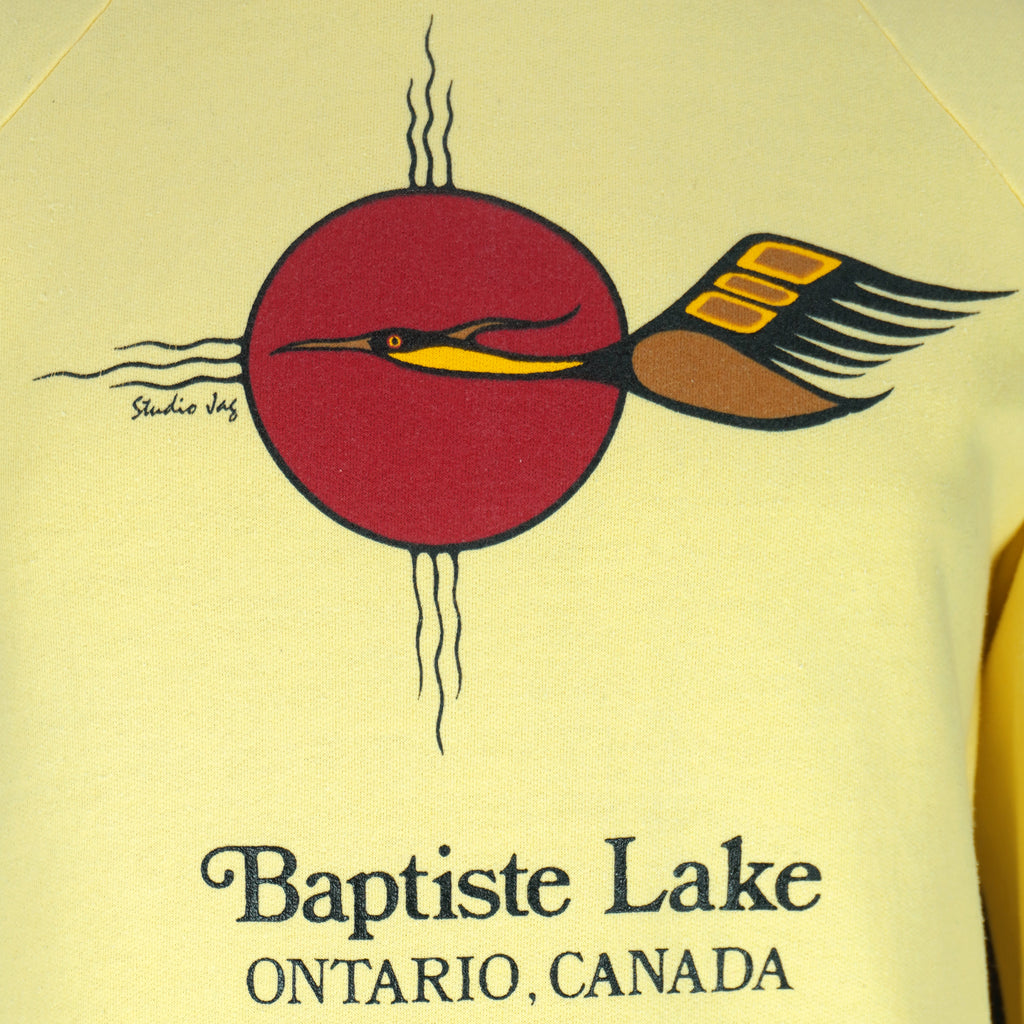 Vintage - Yellow Baptiste Lake Canada Bird and Sun Sweatshirt 1980s Small Vintage Retro
