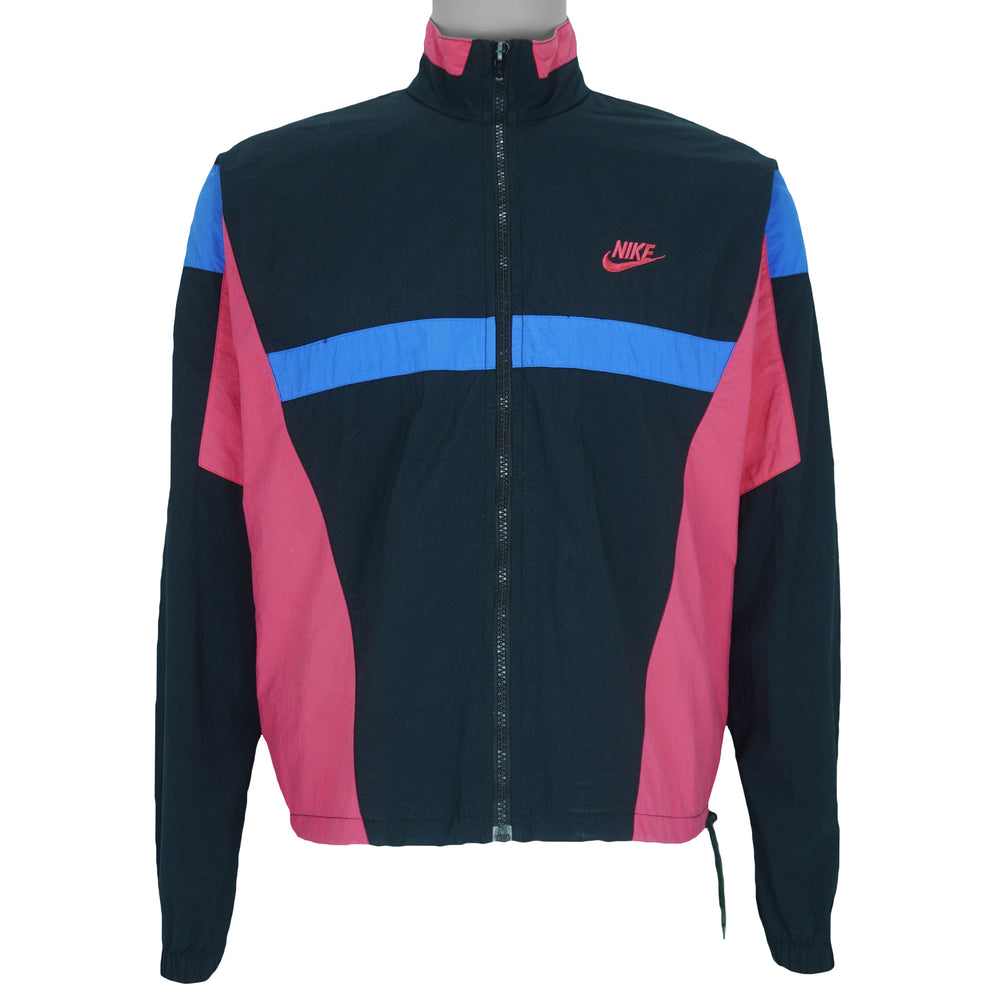 Nike - Navy Blue Zip-up Windbreaker Jacket 1990s Small Vintage Retro