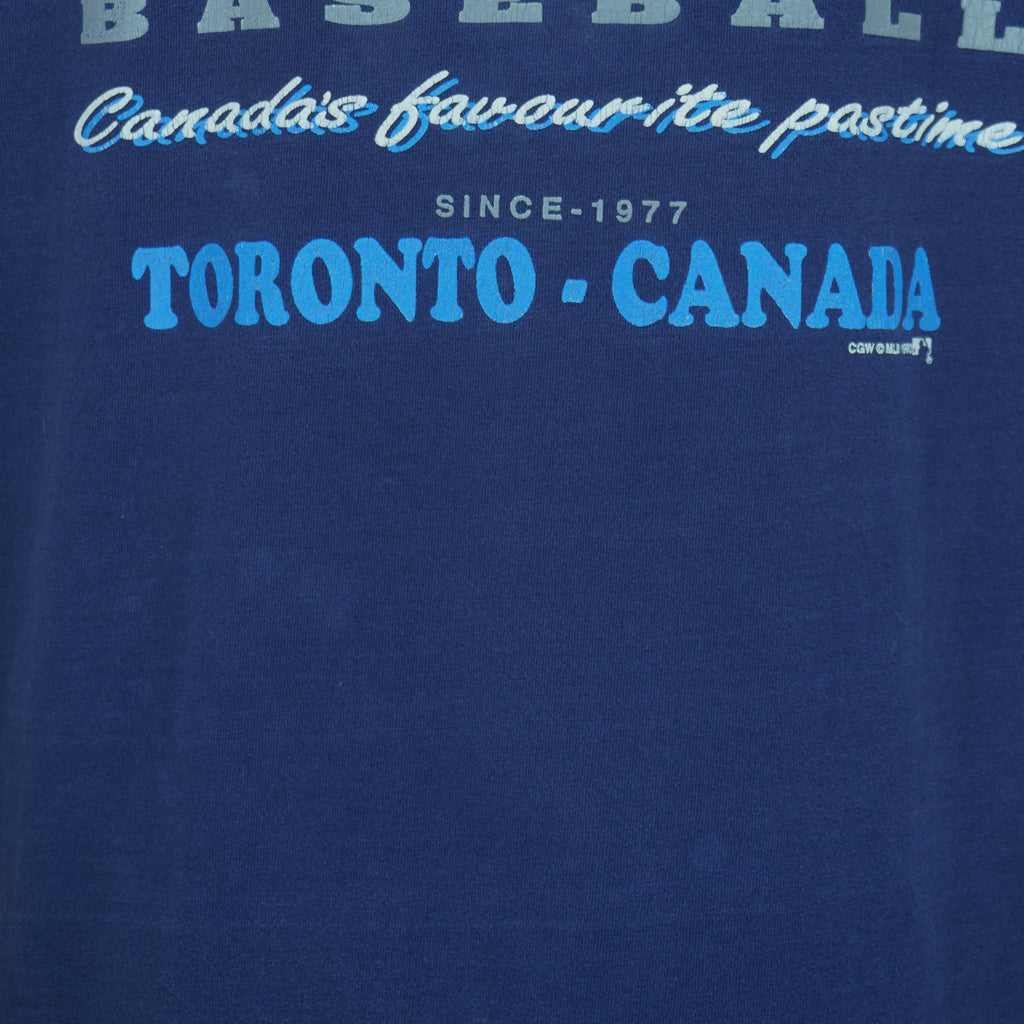 MLB (Waves) - Navy Blue Toronto Blue Jays T-Shirt 1992 X-Large Vintage Retro Baseball