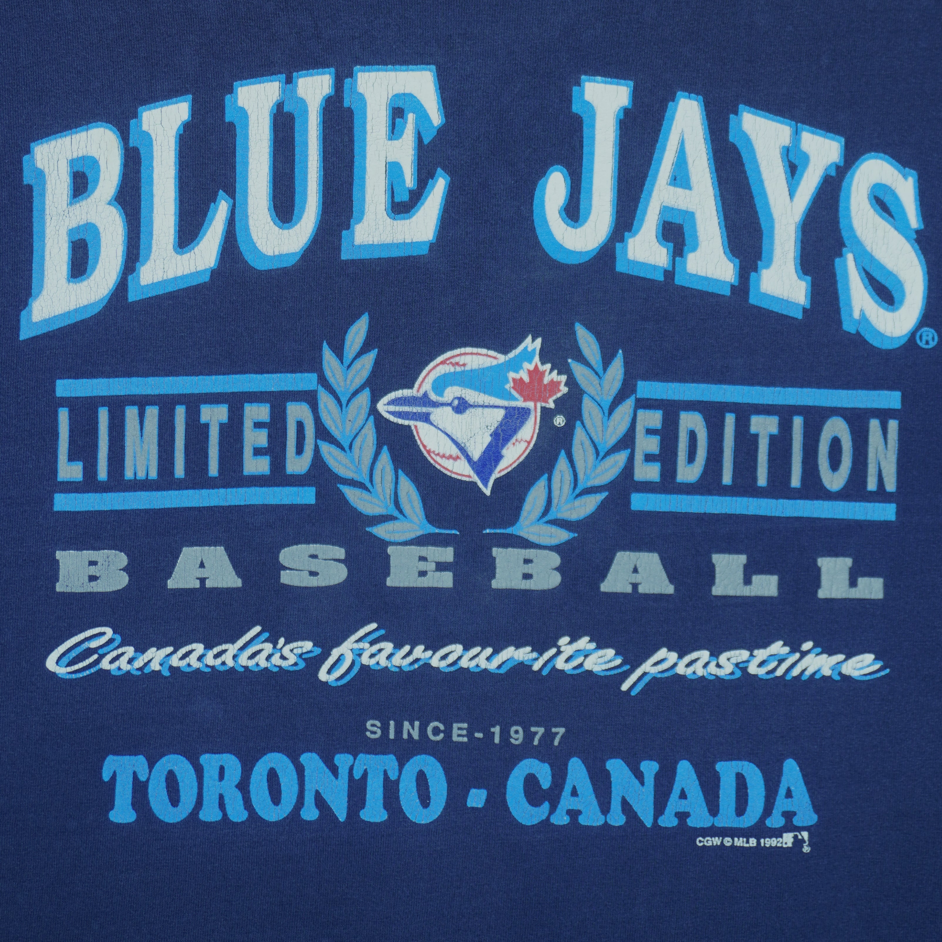 MLB (Waves) - Navy Blue Toronto Blue Jays T-Shirt 1992 X-Large Vintage Retro Baseball