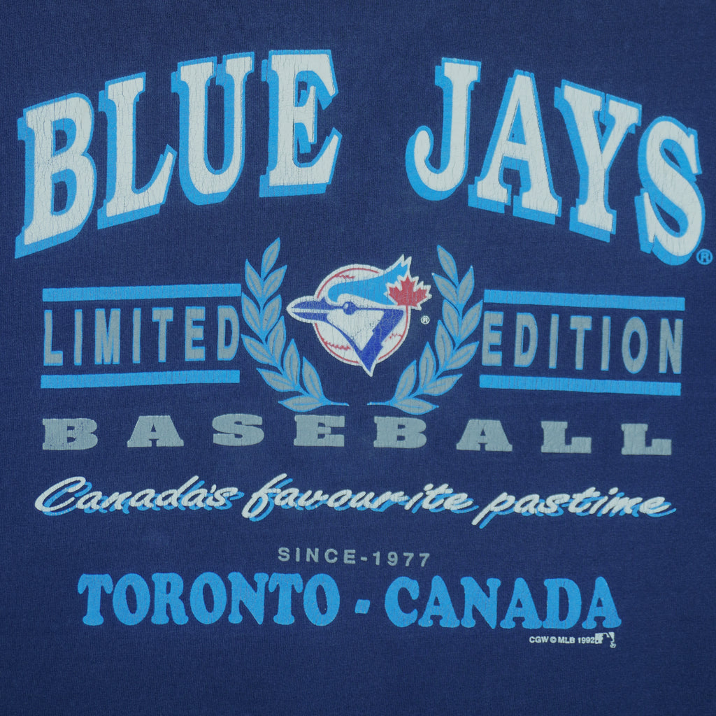 MLB (Waves) - Navy Blue Toronto Blue Jays T-Shirt 1992 X-Large Vintage Retro Baseball