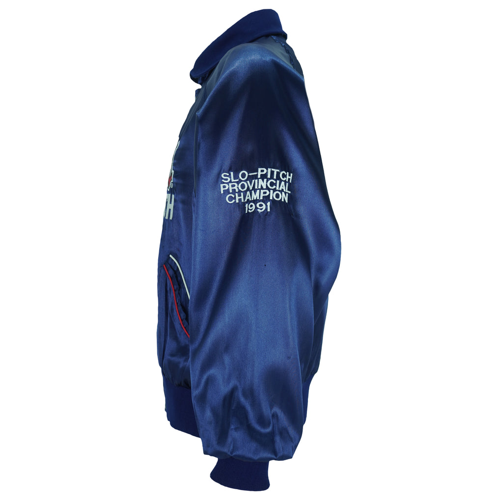 Molson - Coors Slo-Pitch Button-Up Satin Bomber Jacket 1991 Medium Vintage Retro