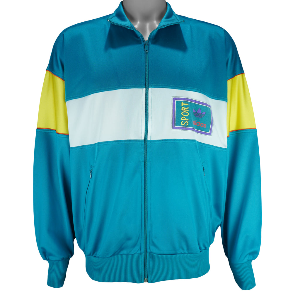 Adidas - Blue Colorblock Sports Track Jacket 1990s Large Vintage Retro