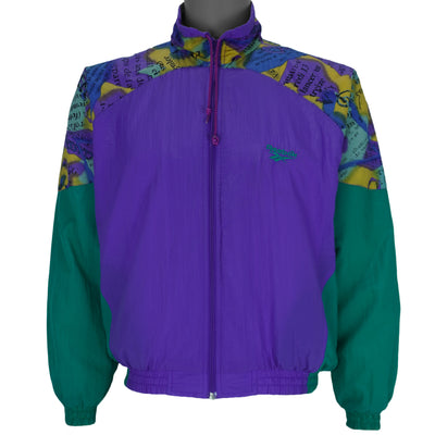 Reebok - Purple & Green Patterned Windbreaker 1990s Medium