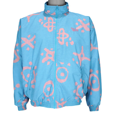 Reebok - Light Blue Patterned Windbreaker 1990s Medium
