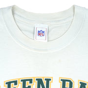 Vintage NFL Green Bay Packers spell-out and big-logo T-Shirt. White in color, fits large size and is in excellent condition.