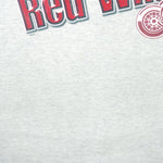1990s vintage NHL Red Wings hockey puck T-Shirt by Fruit Of The Loom. Grey in color, with big spell-out, fits Large size and is in excellent condition