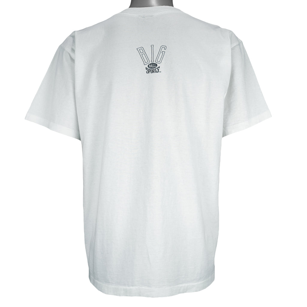 1992 vintage Big Ball Sports T-Shirt. White​ in color with spell-out "Football Is Life: The Rest is Just Details" on front and small brand logo on back, Large in size and in excellent condition.