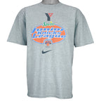 1990s vintage NBA New York Knicks Junior League T-Shirt from Jerzees. Grey in color with YMCA, Sprite, Knicks and Nike logos on front, Foot Locker logo on back, Large in size and is in excellent condition.