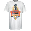 1991 vintage NHL Pittsburgh Penguins Stanley Cup Champions T-Shirt by Fruit of the Loom. White in color with large trophy print by Starter on front, fits a long Large in size and is in an excellent condition.