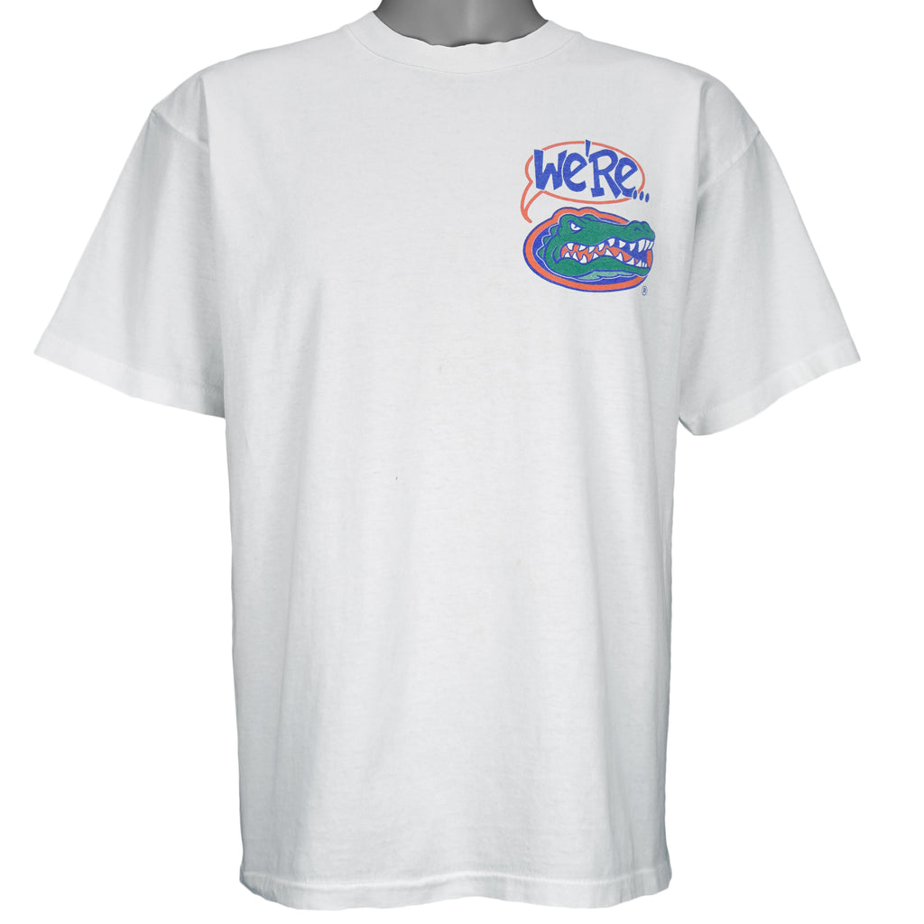 1996 vintage NCAA Florida Gators National Champions T-Shirt by Mr Tees. White in color with "Num... Ber... ...One!" spell-out graphic on back, Large in size and in excellent condition.