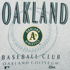 1993 vintage MLB Oakland Athletics Baseball Club T-Shirt by Salem Sportswear. Grey in color with spell-out on front, Medium in size and is in excellent condition.