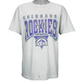 1991 vintage MLB Colorado Rockies spell-out T-Shirt by Trench. White in color, X-Large in size and is in excellent condition.