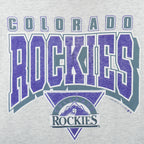 1991 vintage MLB Colorado Rockies spell-out T-Shirt by Trench. White in color, X-Large in size and is in excellent condition.