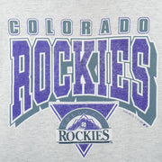 1991 vintage MLB Colorado Rockies spell-out T-Shirt by Trench. White in color, X-Large in size and is in excellent condition.