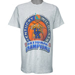 1996 vintage NCAA Kentucky Wildcats National Champions T-Shirt. Grey in color with Final Four logo, fits large in size and is in excellent condition.